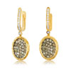 14 Carat Yellow Gold Cognac Diamond Pave Drops